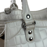 Balenciaga White Crocodile-Embossed Leather Two-Way Bag