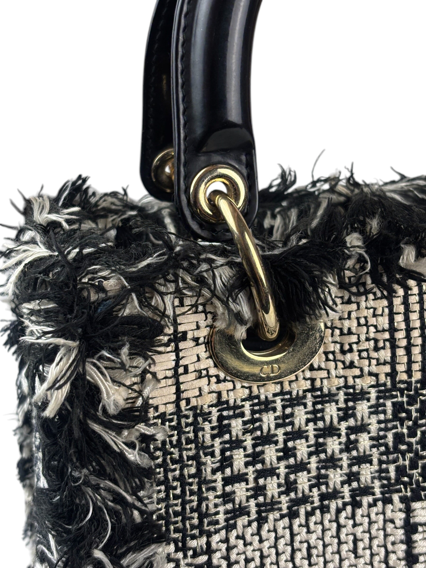 Christian Dior Black/White Tweed Lady Dior Two-Way Bag