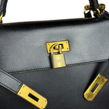 Hermes Kelly 32 Black Box Leather 1991