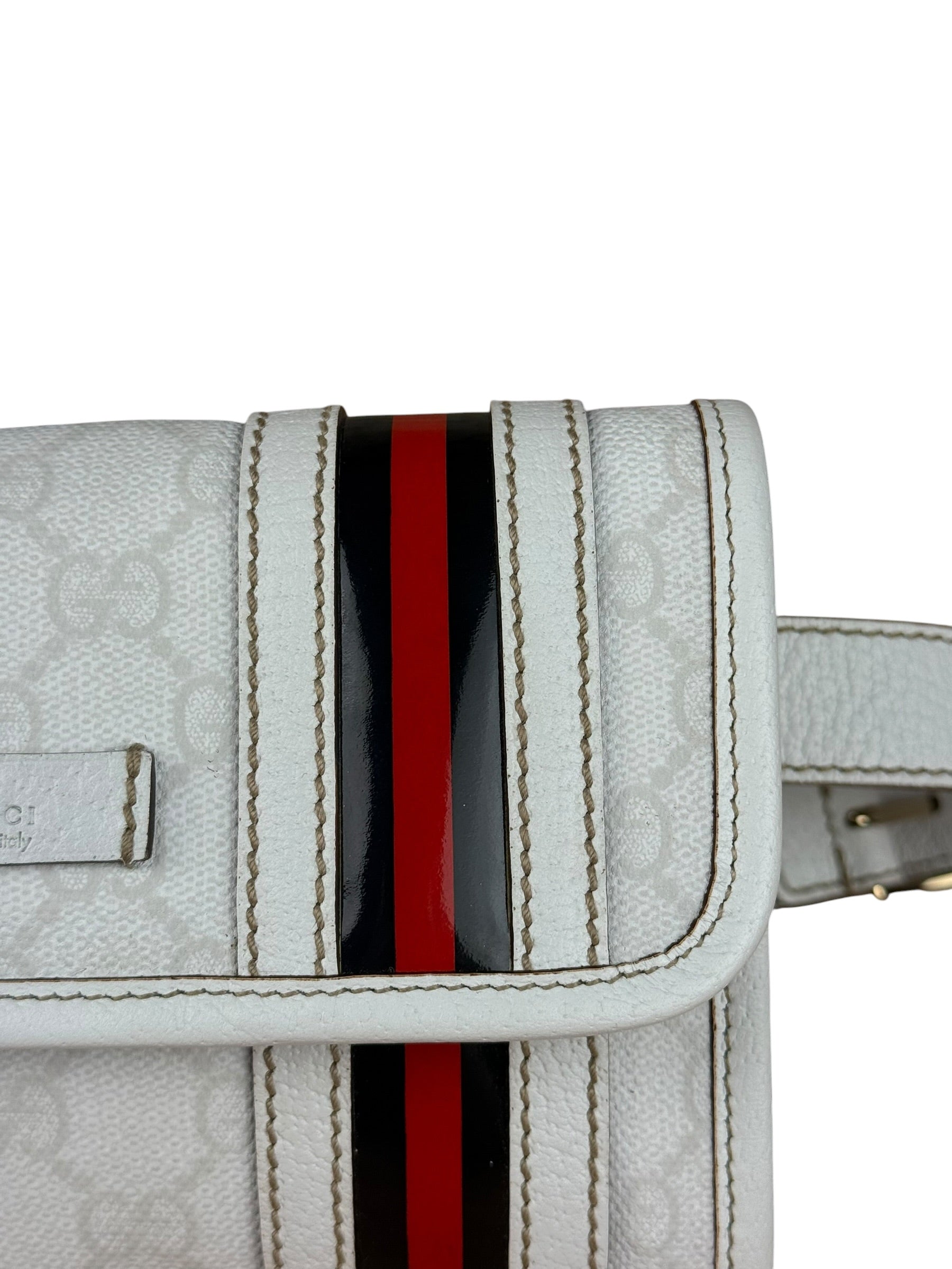 Gucci GG White Coated Canvas Sherry Line Belt Bag