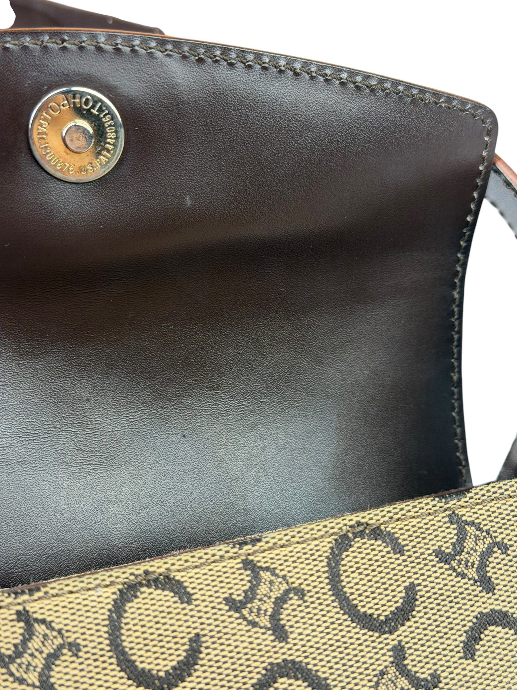Celine Brown Leather Trim C Macadam Hobo Bag