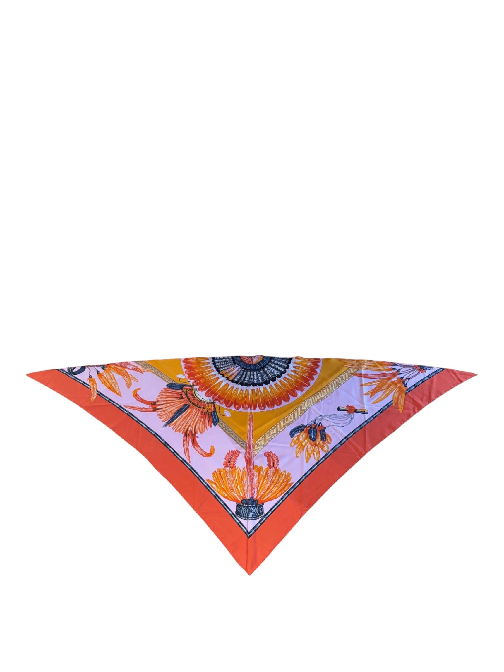 Hermes Points Twill Orange Brazil Scarf