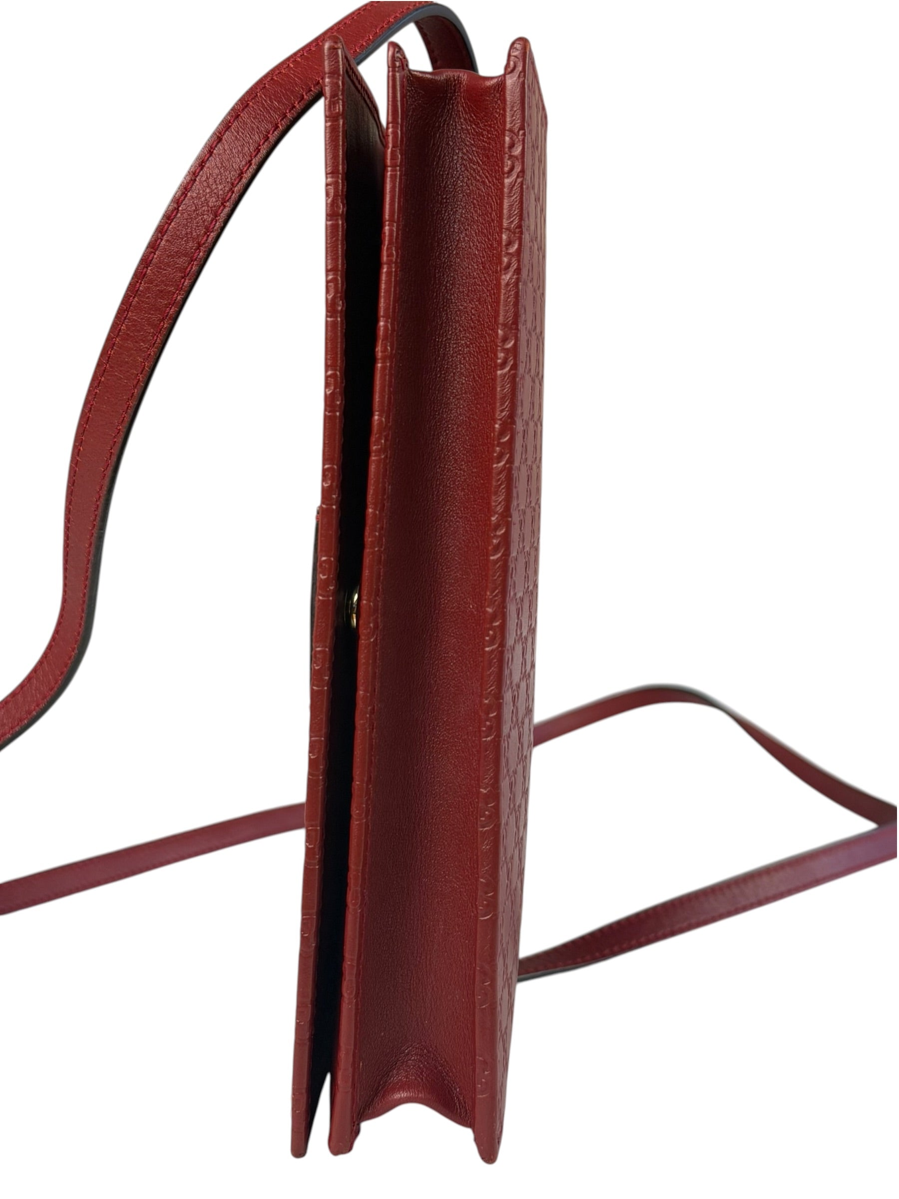 Gucci Red Micro GG Leather Crossbody Wallet