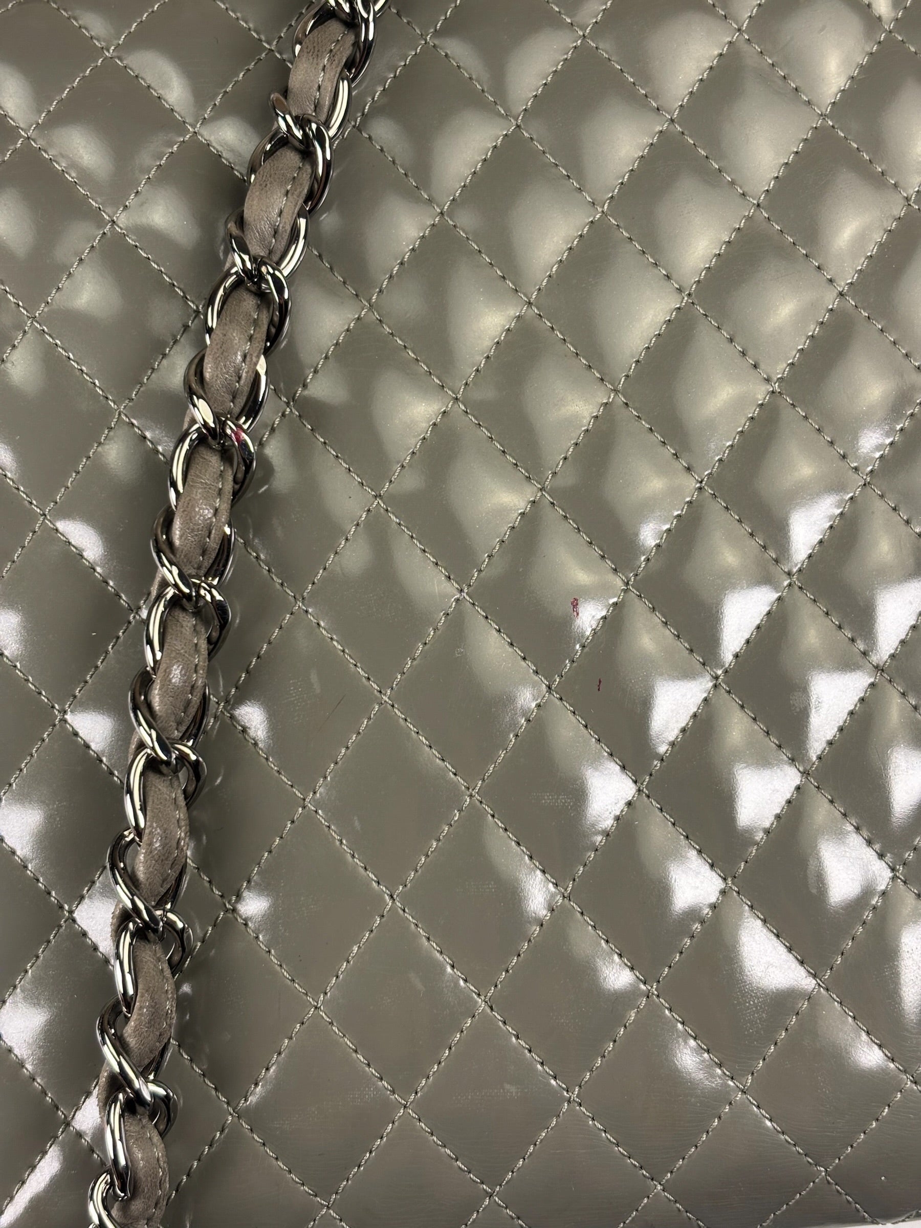 Chanel Grey Patent Leather Mademoiselle Kelly Flap Bag 2008