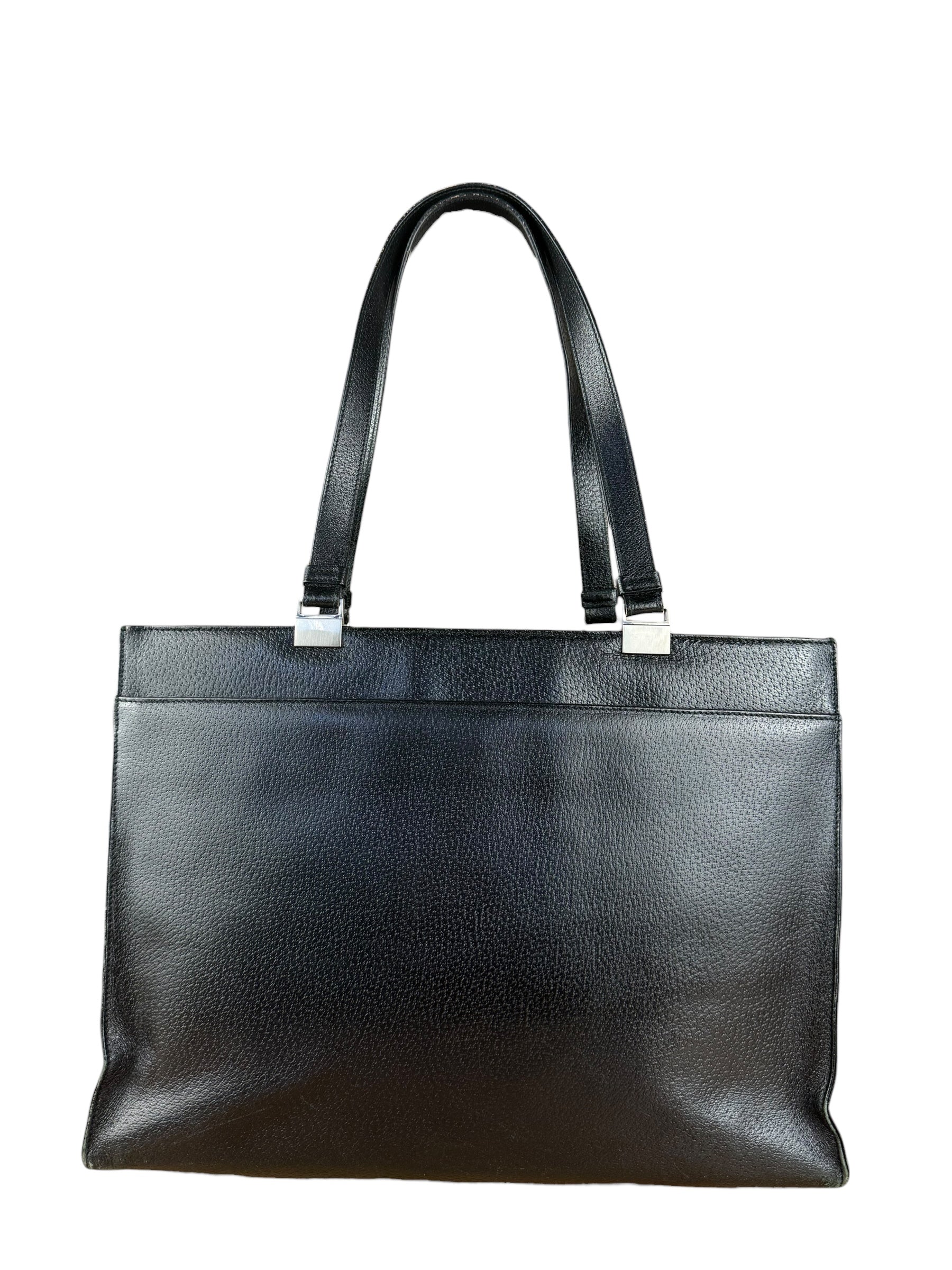 Gucci Vintage Black Leather Shoulder Tote