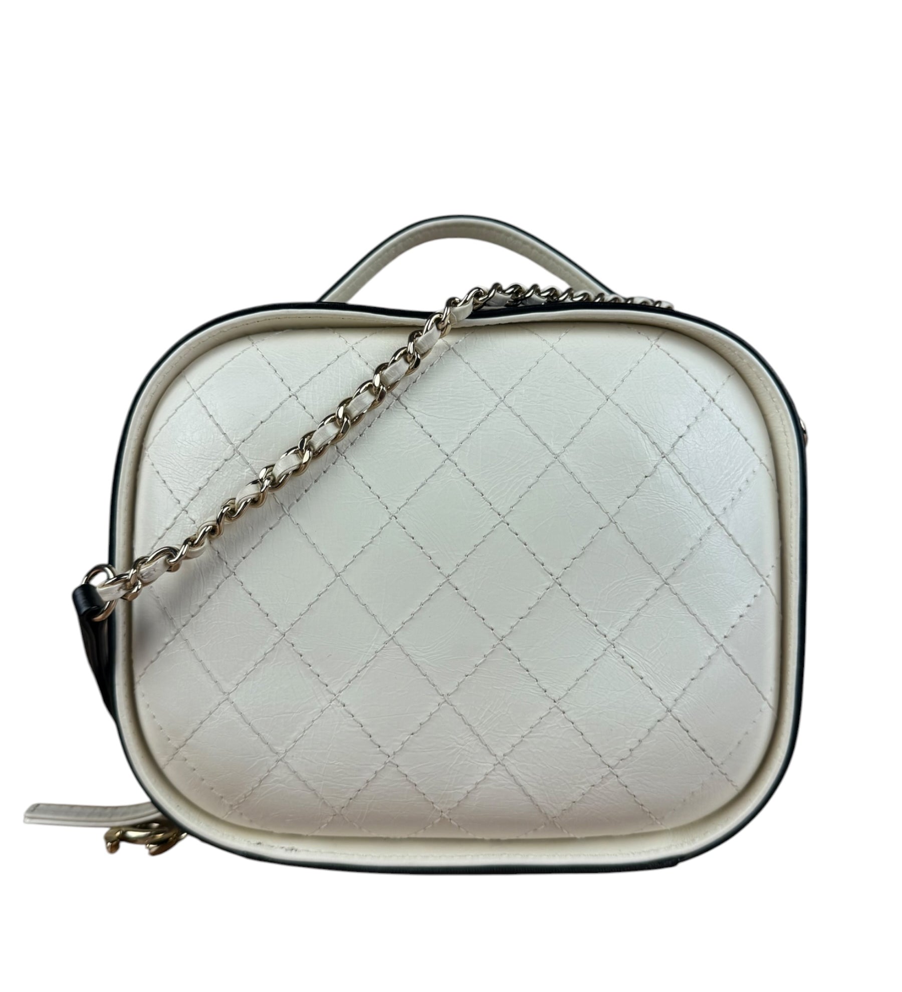 Chanel White/Black Quilted Leather 2Way Vanity Bag 2019