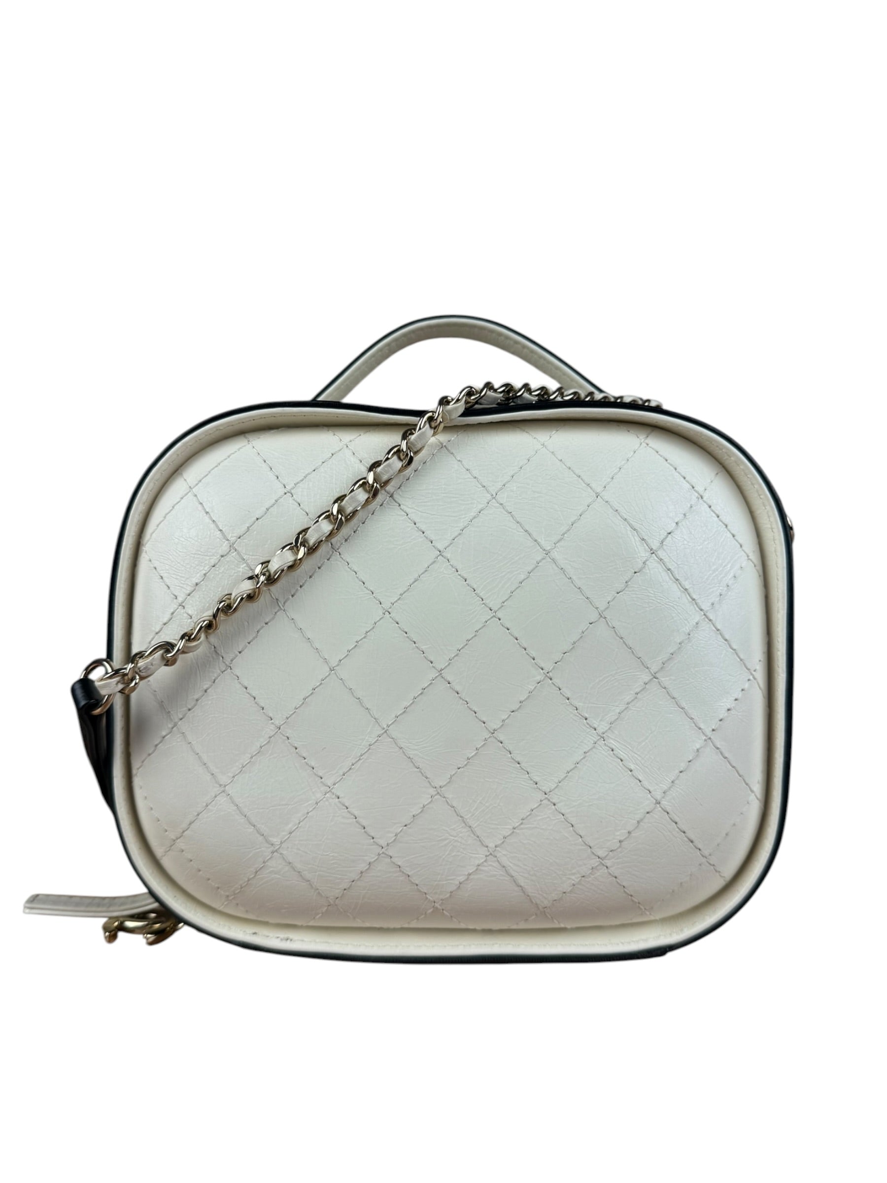 Chanel White/Black Quilted Leather 2Way Vanity Bag 2019