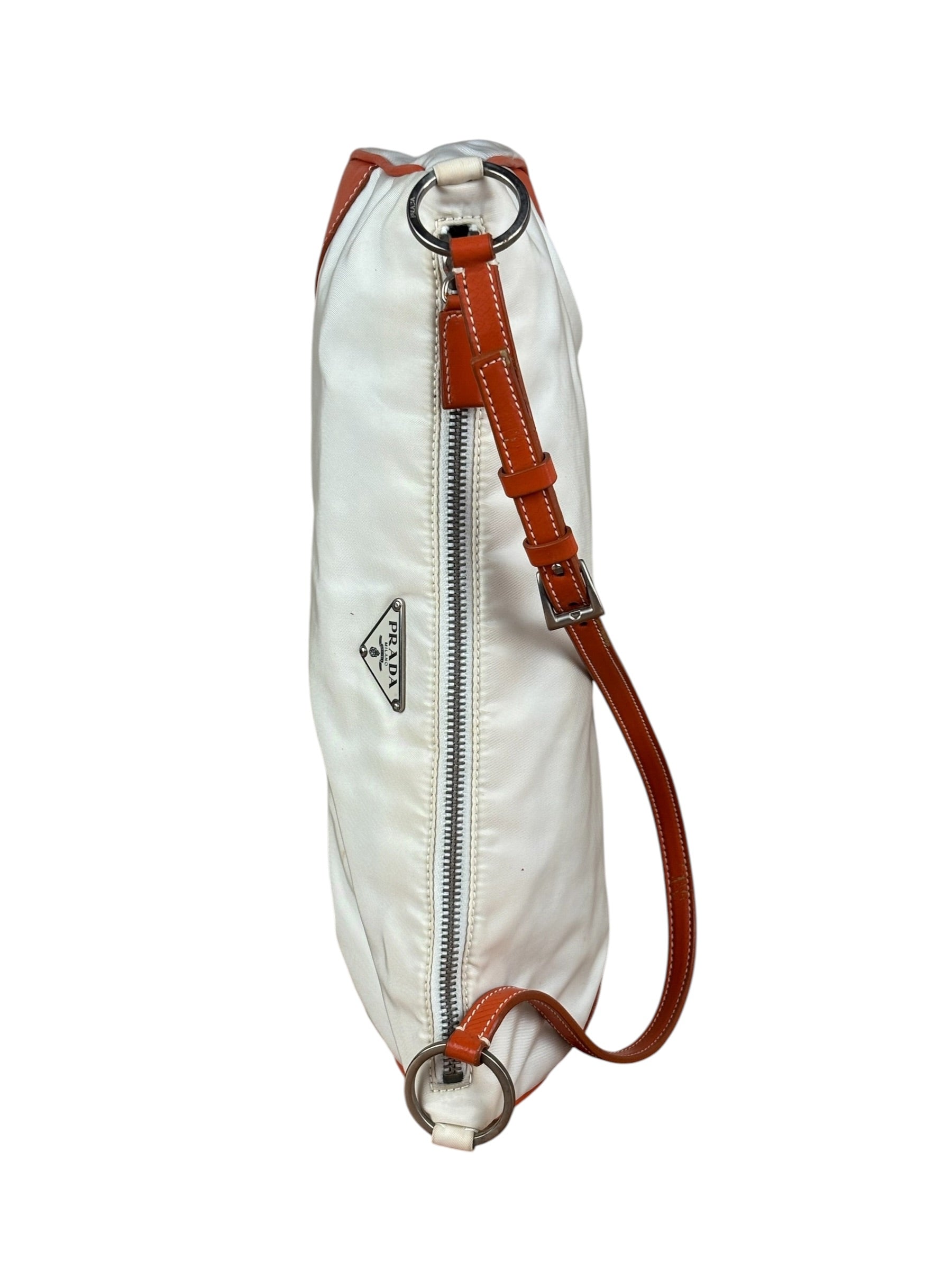 Prada Vintage Re-Edition Orange/White Tessuto Nylon Shoulder Bag