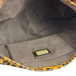 Fendi Brown Leather Trim Leopard Print Buckle Bag
