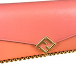 Fendi FF Diamonds Continental Peach Wallet on Chain