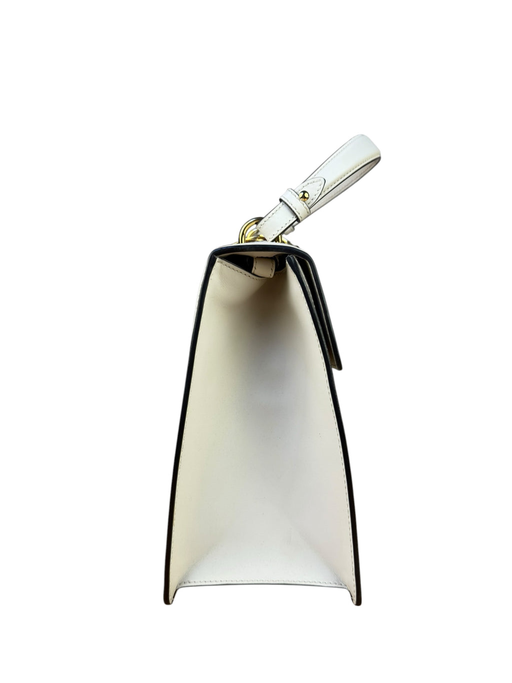 Gucci White Leather Sylvie Web Strap Top Handle