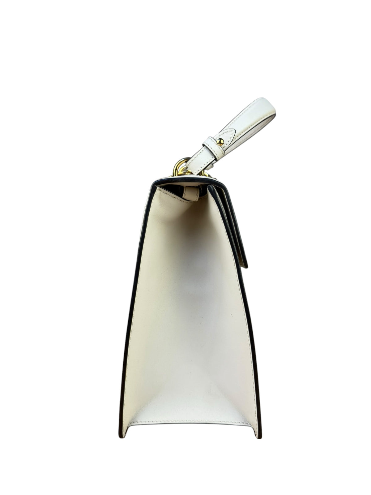 Gucci White Leather Sylvie Web Strap Top Handle