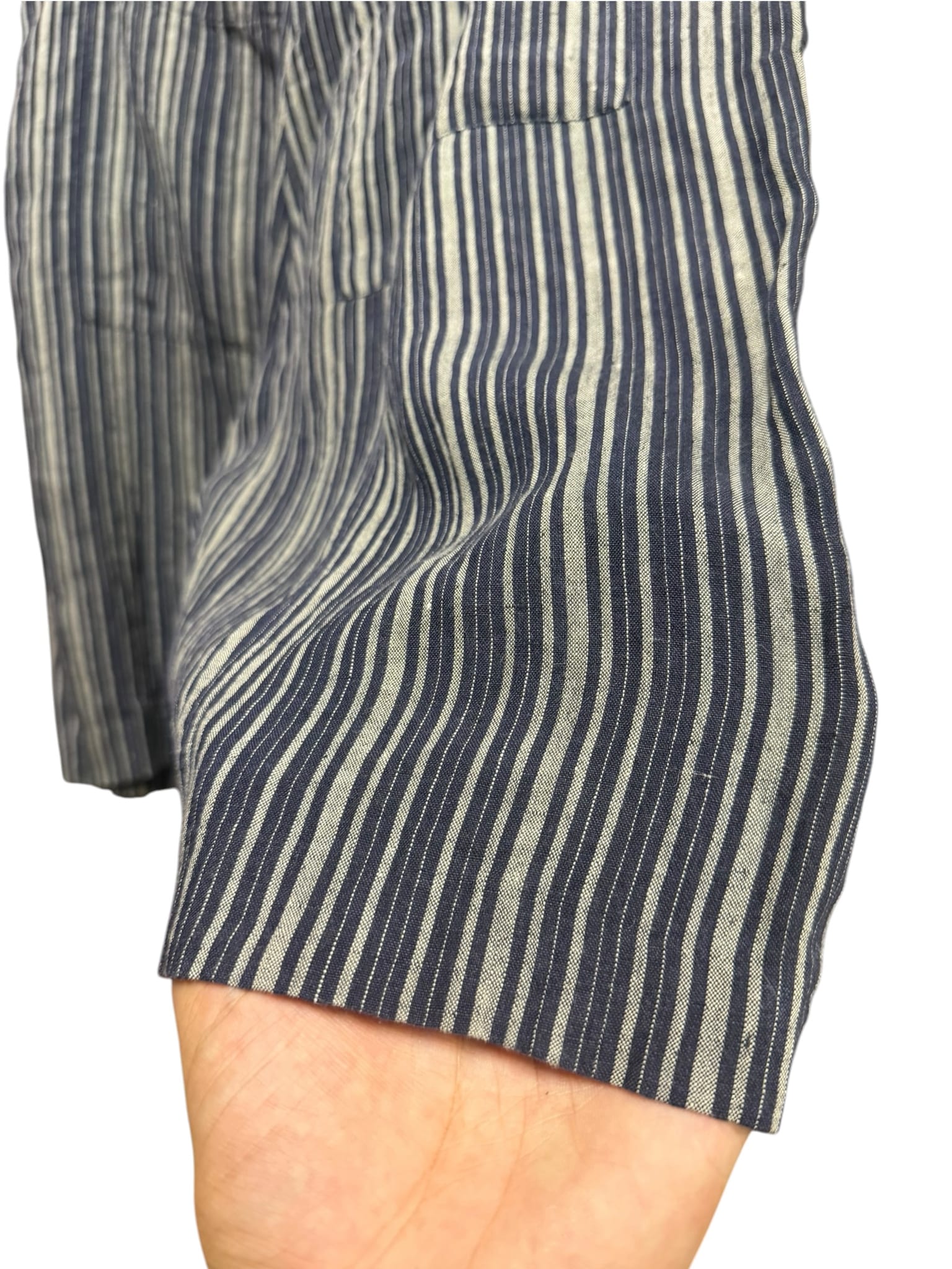 Dries Van Noten Striped Linen Shorts Navy