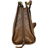 Loewe Vintage Brown Ostrich Print Leather Triangular Shoulder Bag