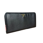 Prada Saffiano Leather Snap Long Wallet Black