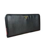 Prada Saffiano Leather Snap Long Wallet Black