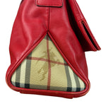 Burberry Red Leather Haymarket Check Shoulder Bag