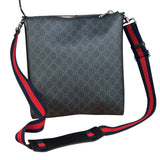Gucci Grey/Black Leather Trim GG Supreme Canvas Crossbody Bag