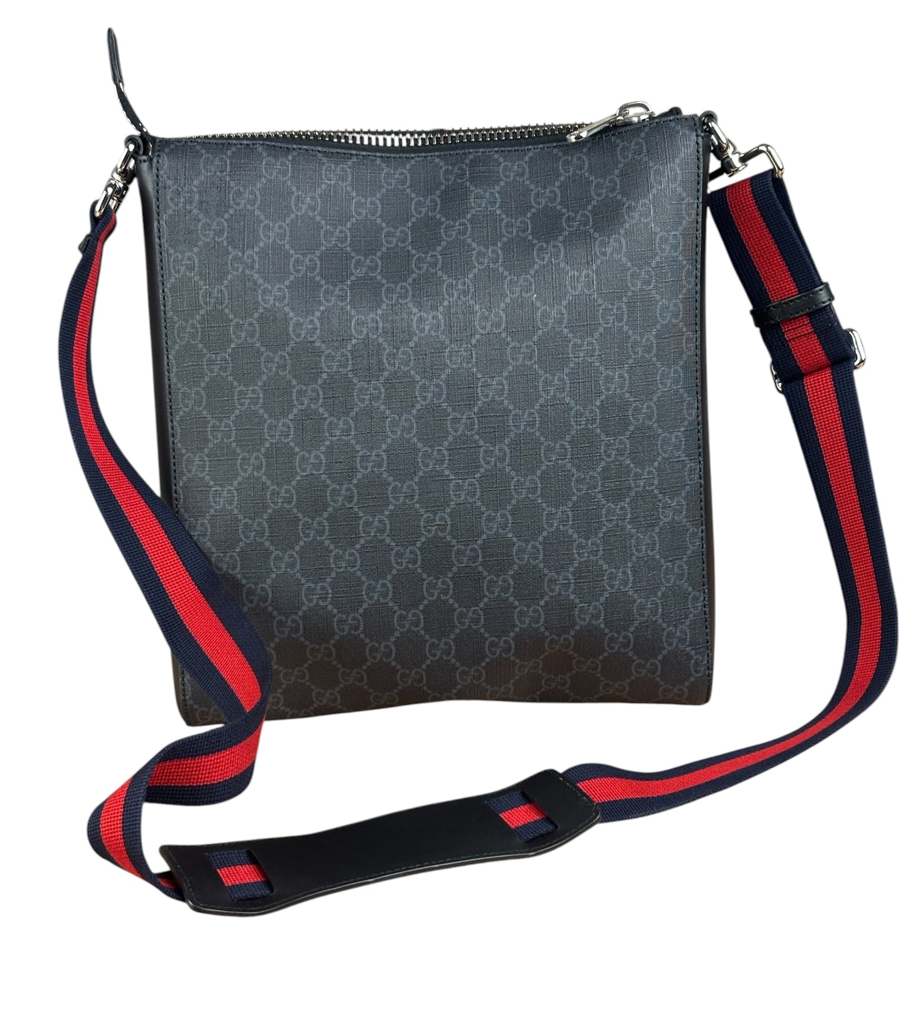 Gucci Grey/Black Leather Trim GG Supreme Canvas Crossbody Bag