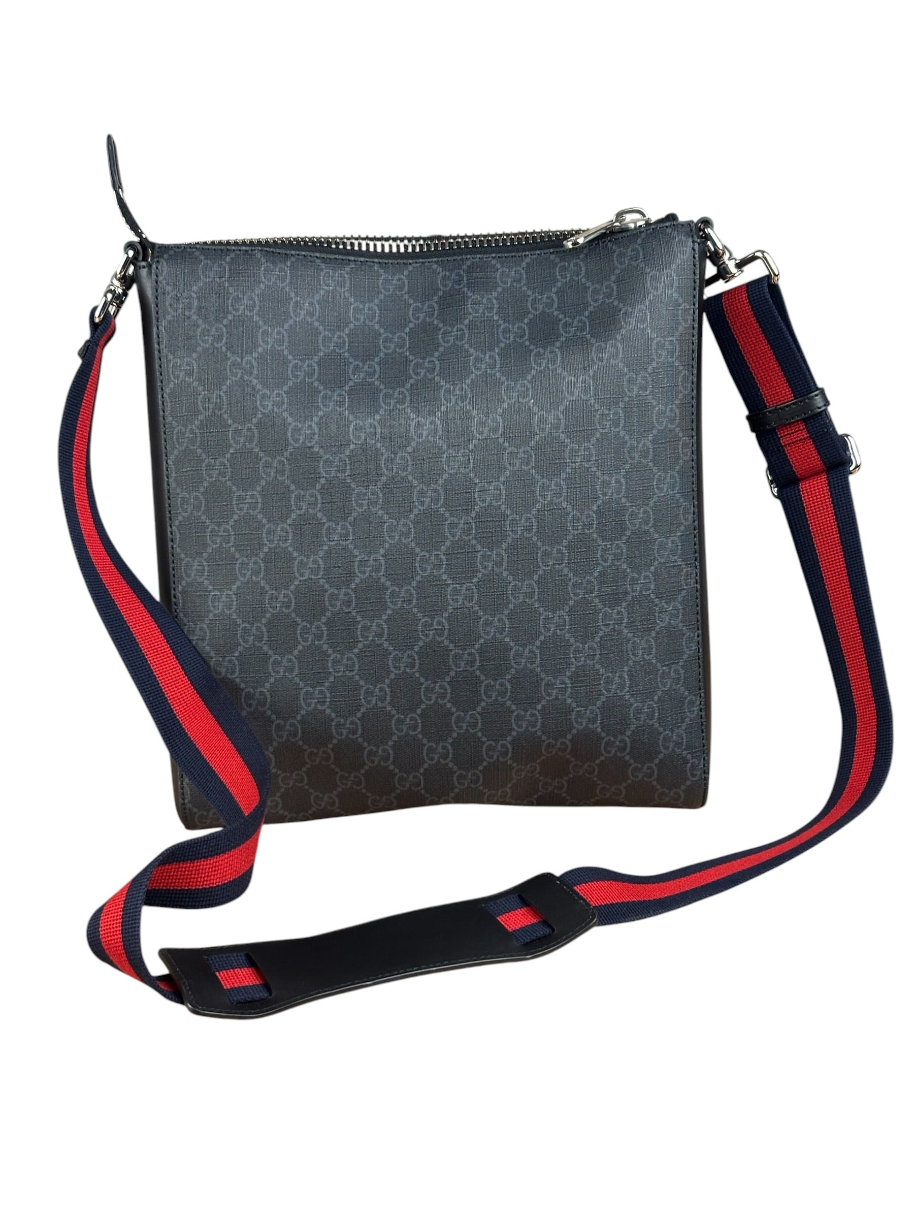 Gucci Grey/Black Leather Trim GG Supreme Canvas Crossbody Bag