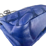 Chanel Blue Leather Diamond Stitch Iridescent Chain Flap Bag 2012