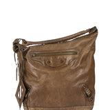 Balenciaga Brown Lambskin Day Moto Hobo Bag