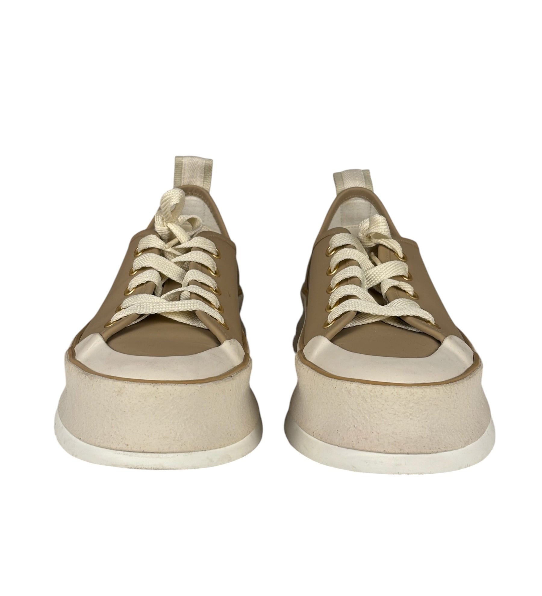 Max Mara Leather Platform Sneaker Beige