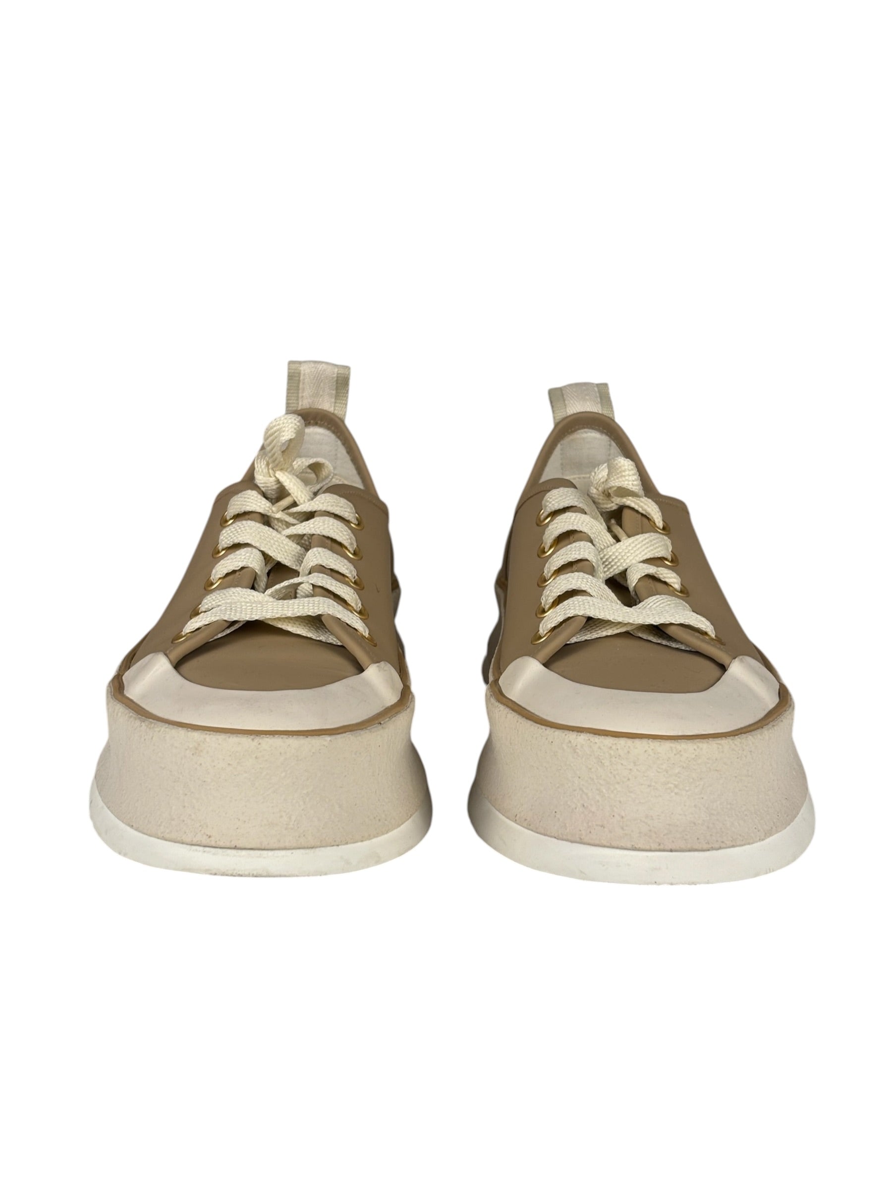 Max Mara Leather Platform Sneaker Beige