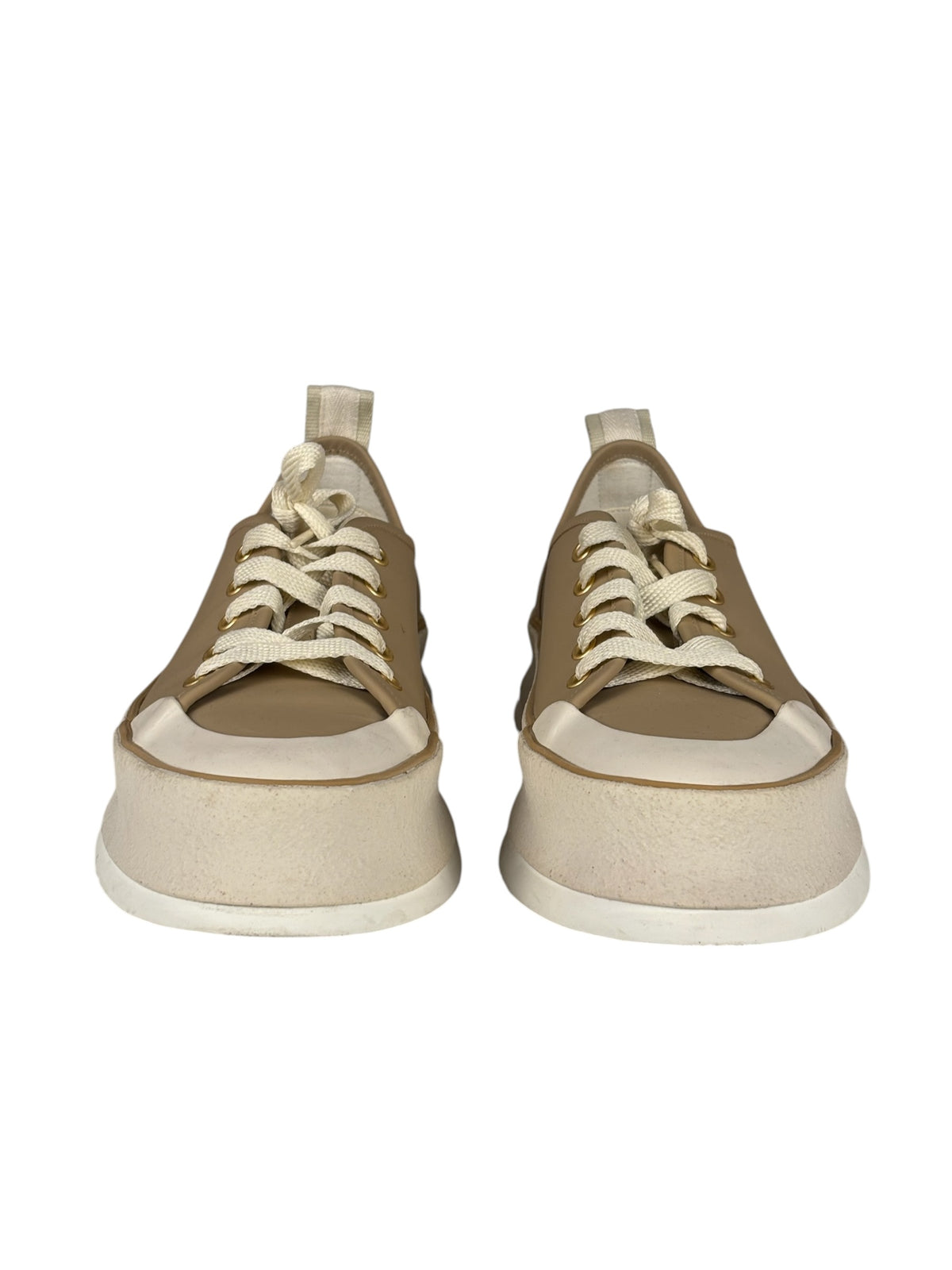 Max Mara Leather Platform Sneaker Beige