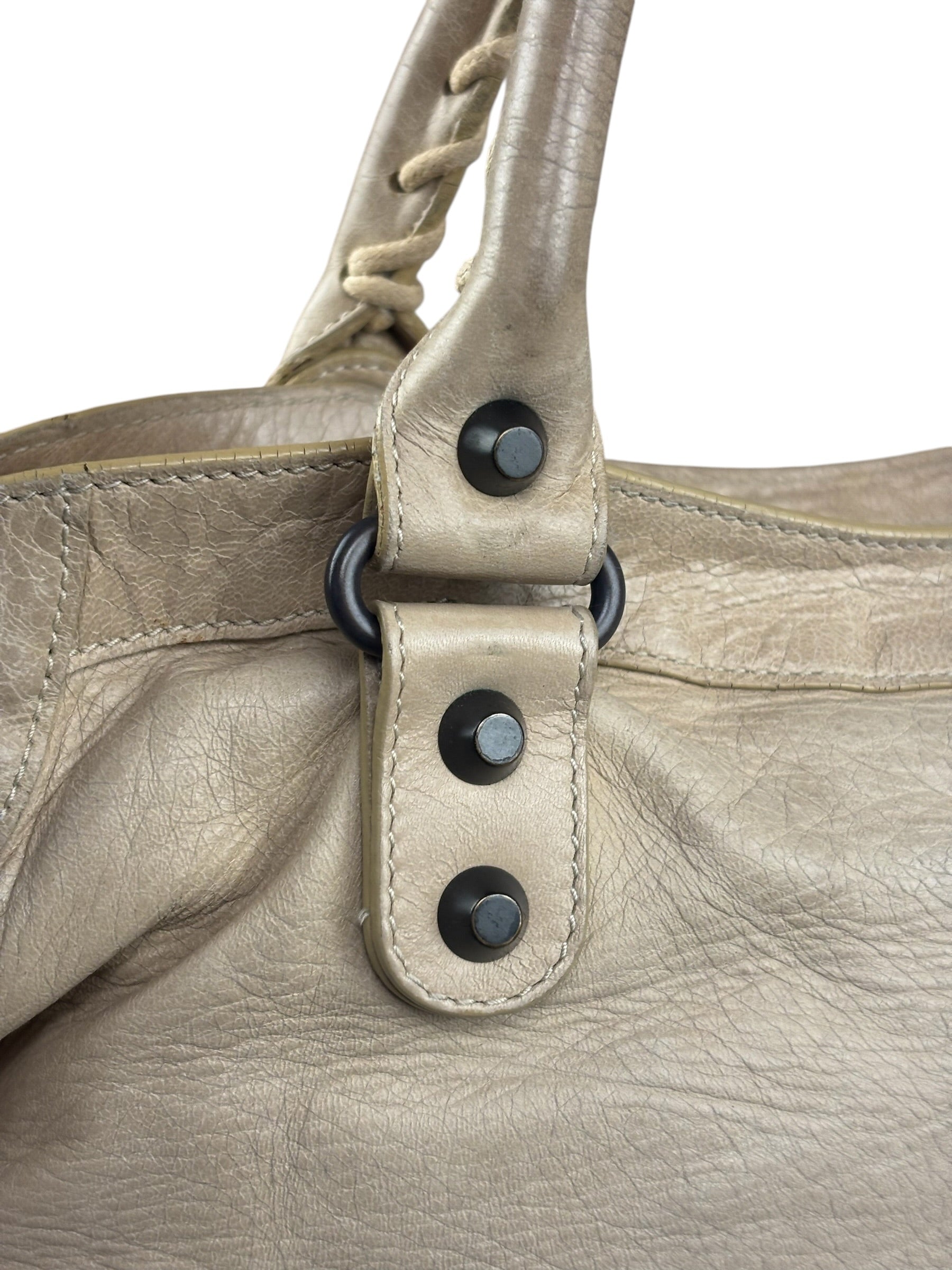 Balenciaga Vintage Almond Beige Leather Small City Two-Way Bag