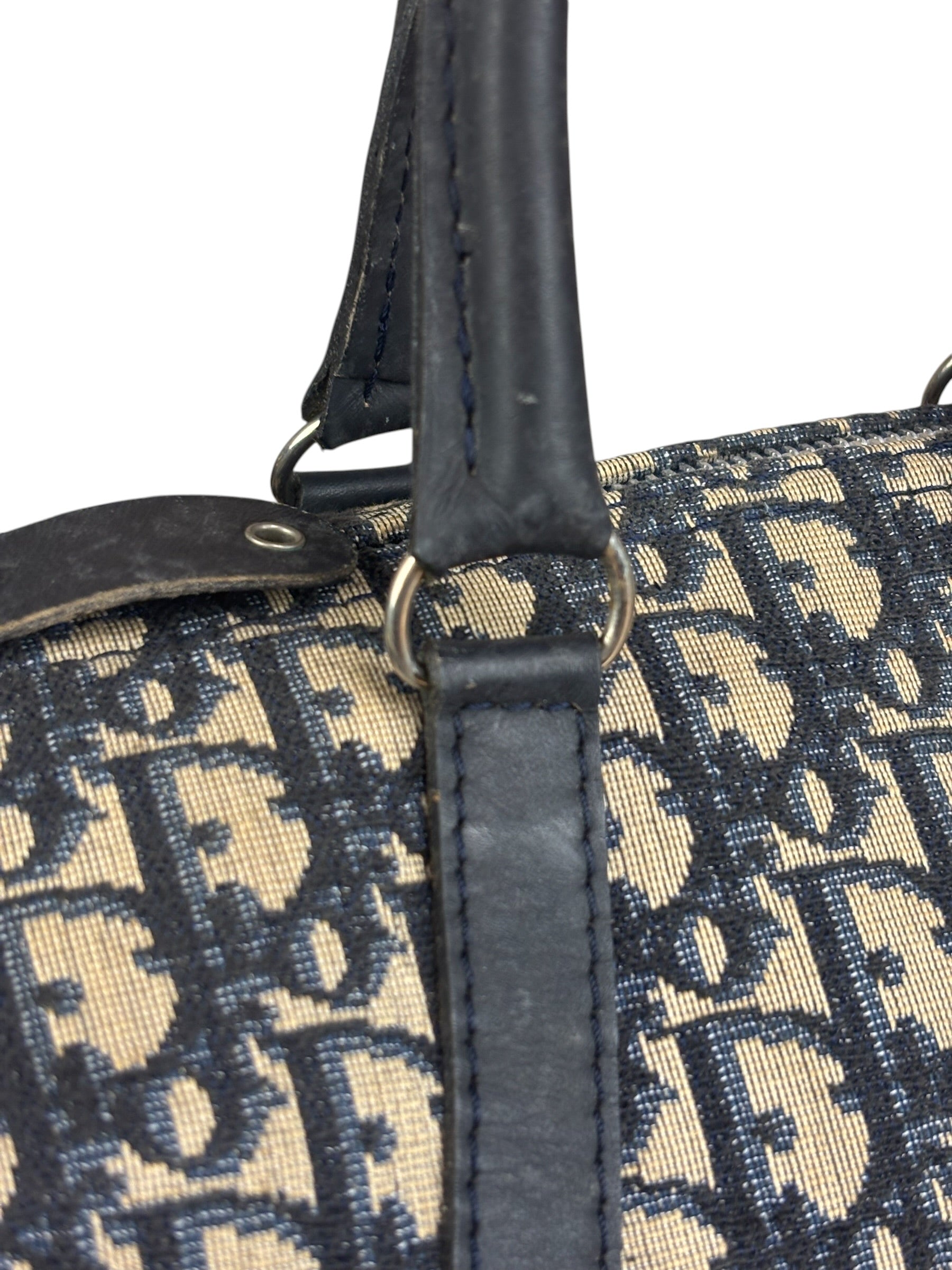 Christian Dior Vintage Blue Oblique Trotter Boston Bag