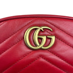 Gucci Red Leather Marmont Matelasse Waist Belt Bag