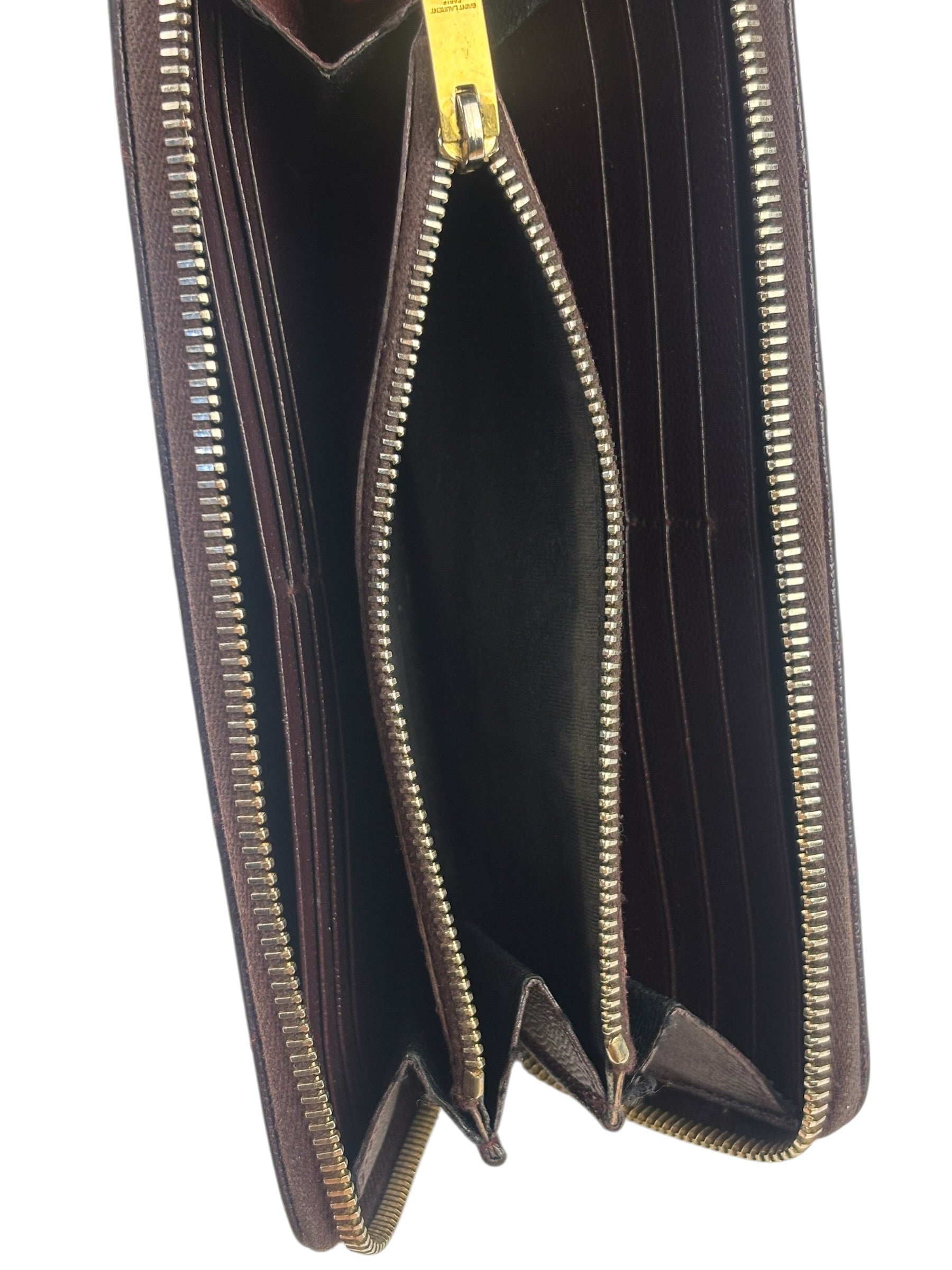 Saint Laurent Plum Chevron Leather Long Zip Wallet