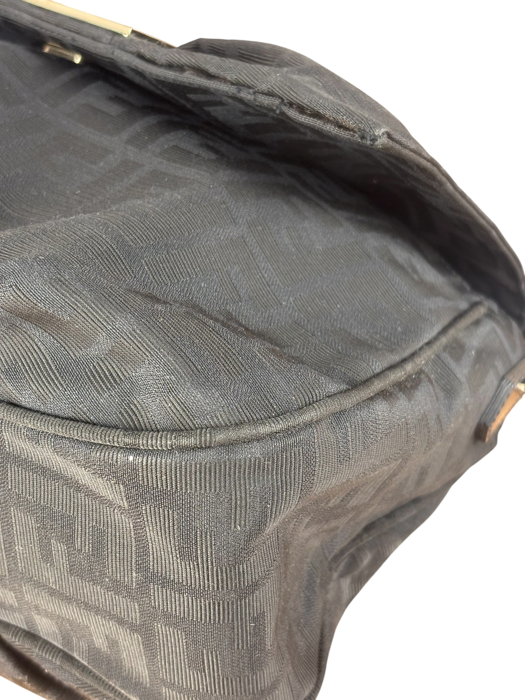 Fendi Black Zucca Canvas Monogram Mia Flap Shoulder Bag