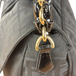 Fendi Black Zucca Canvas Monogram Mia Flap Shoulder Bag