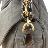 Fendi Black Zucca Canvas Monogram Mia Flap Shoulder Bag