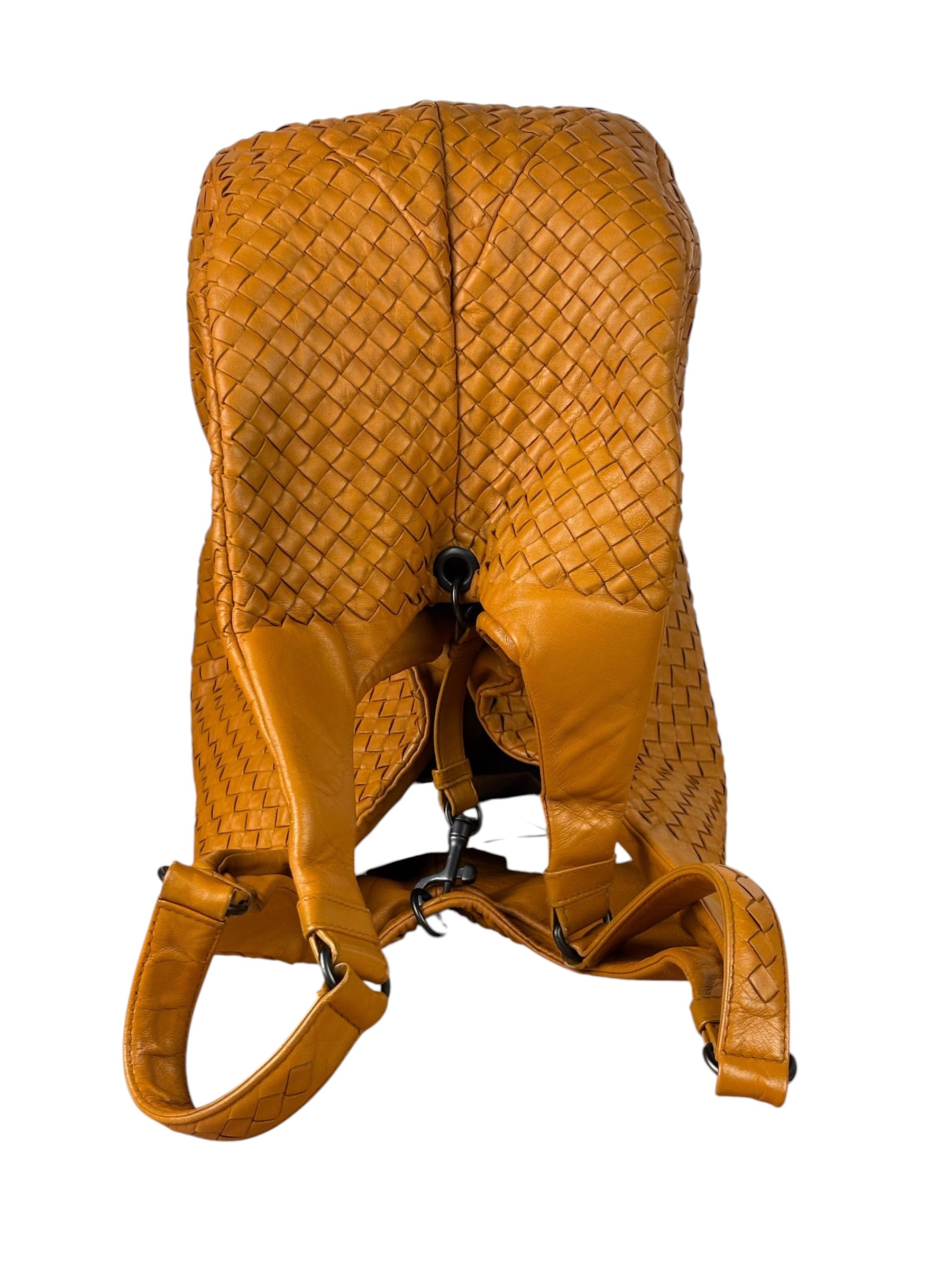 Bottega Veneta Orange/Brown Woven Leather Campana Shoulder Bag