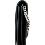 Saint Laurent Cassandre Leather Wallet on Chain Bag Black