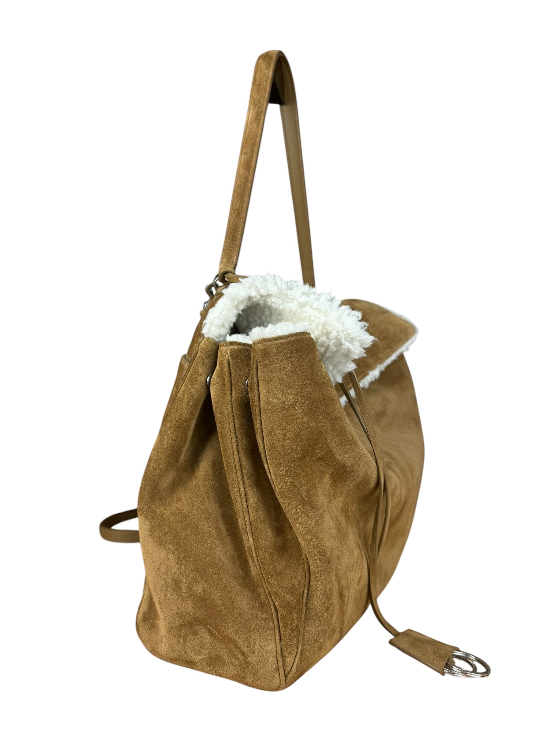 Balenciaga Rodeo Handbag Suede/Fleece Brown