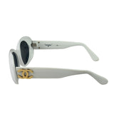 Chanel White Oval Sunglasses