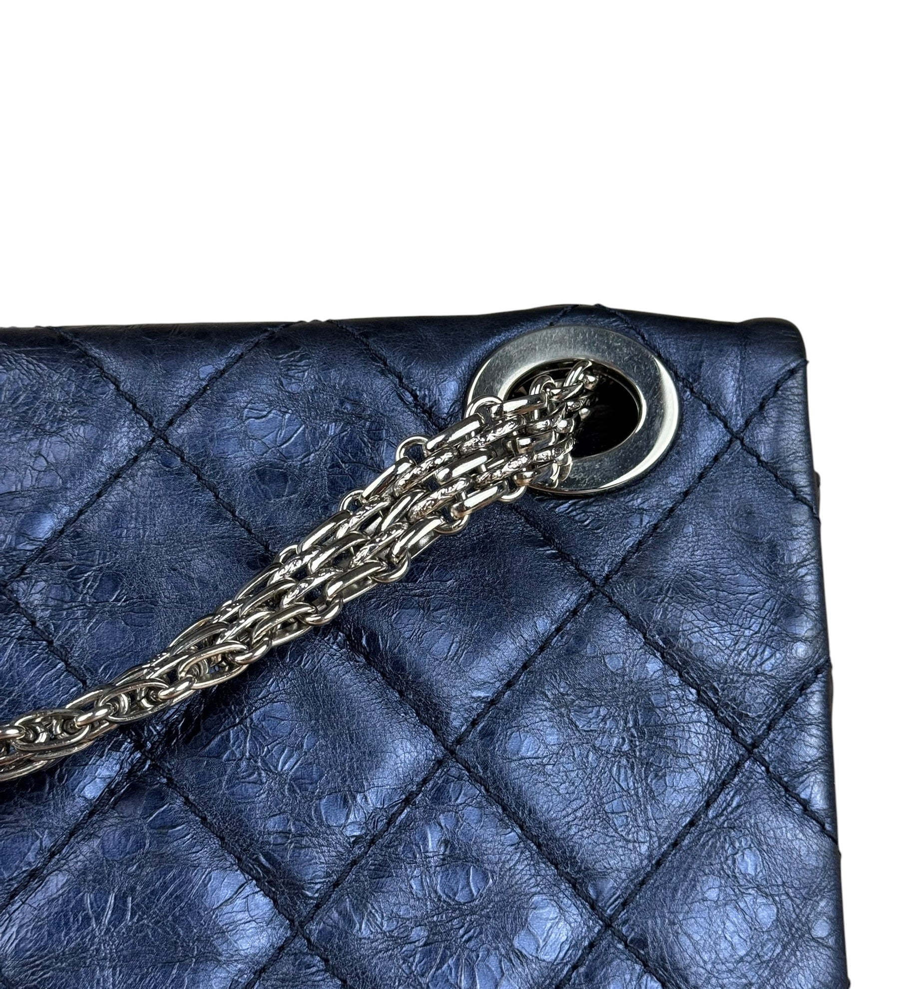 Chanel Blue Metallic Aged Quilted 2.55 Double Flap Bag 2008