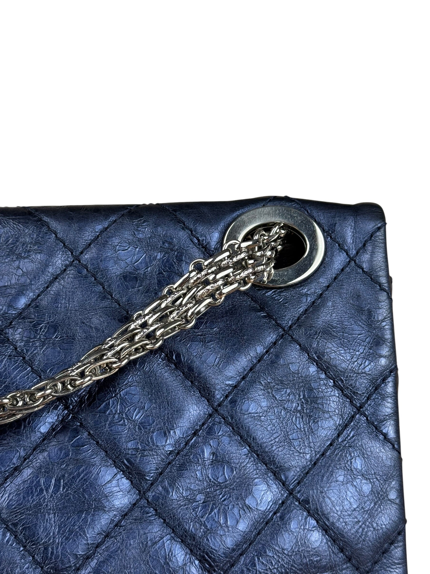 Chanel Blue Metallic Aged Quilted 2.55 Double Flap Bag 2008