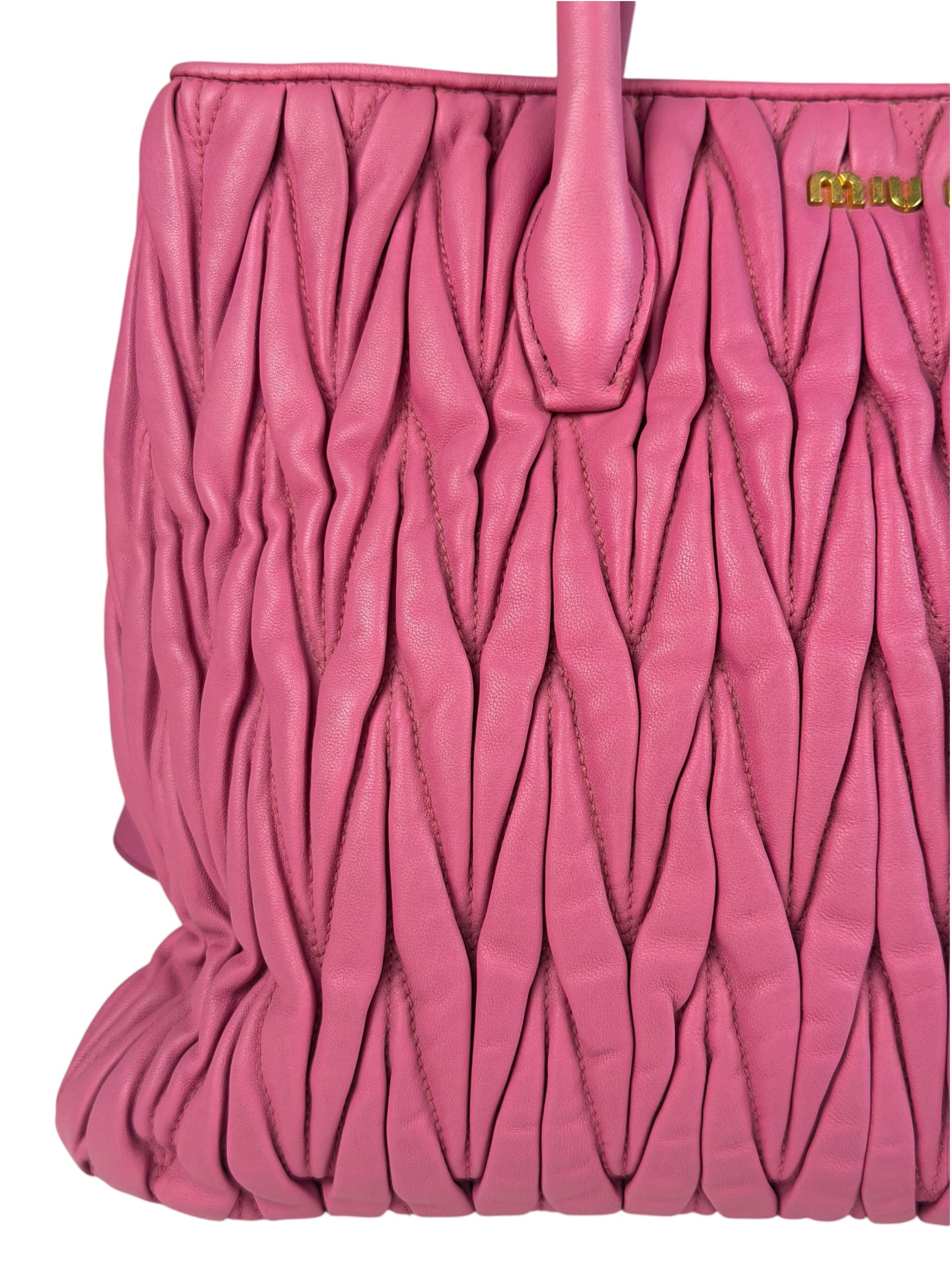 Miu Miu Pink Nappa Leather 2Way Tote Bag
