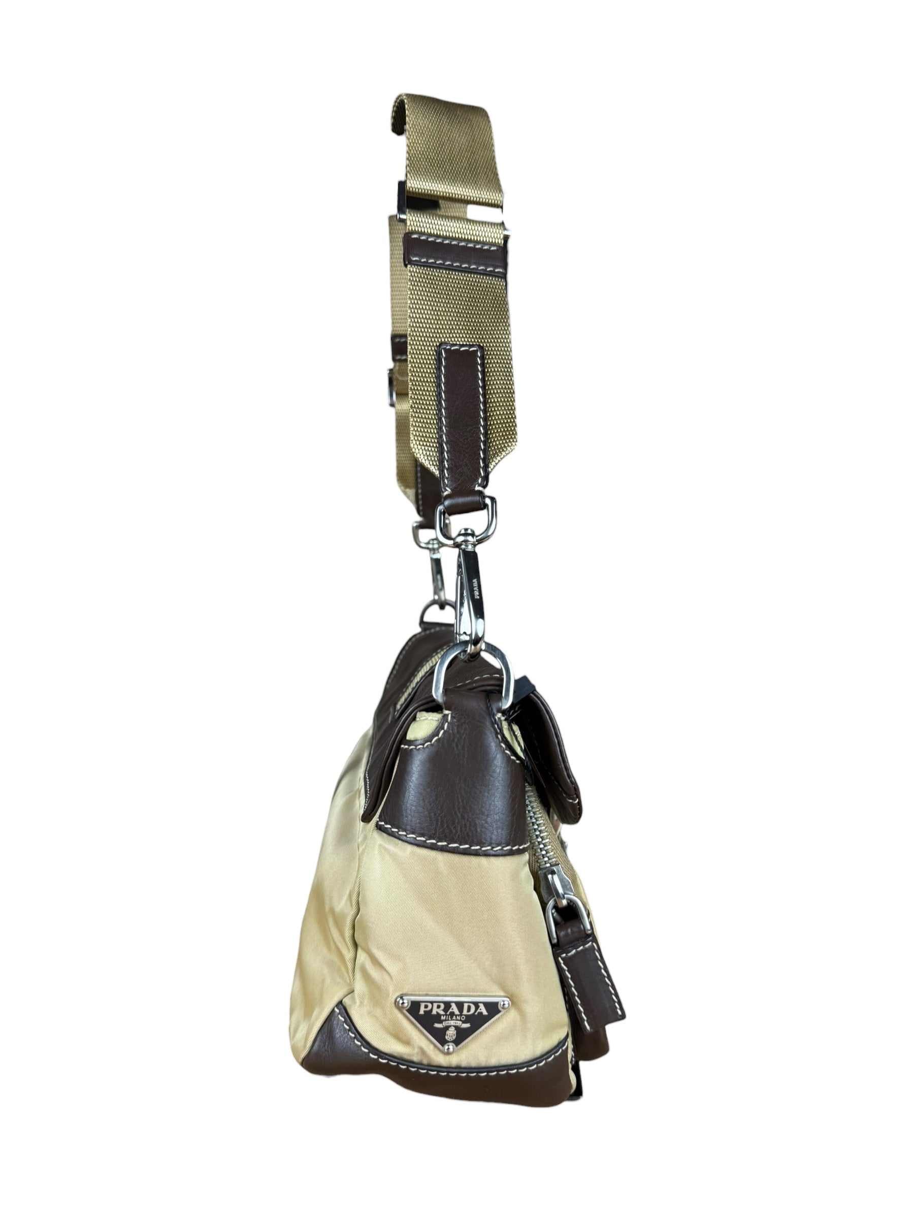 Prada Tessuto Buckle Shoulder Bag