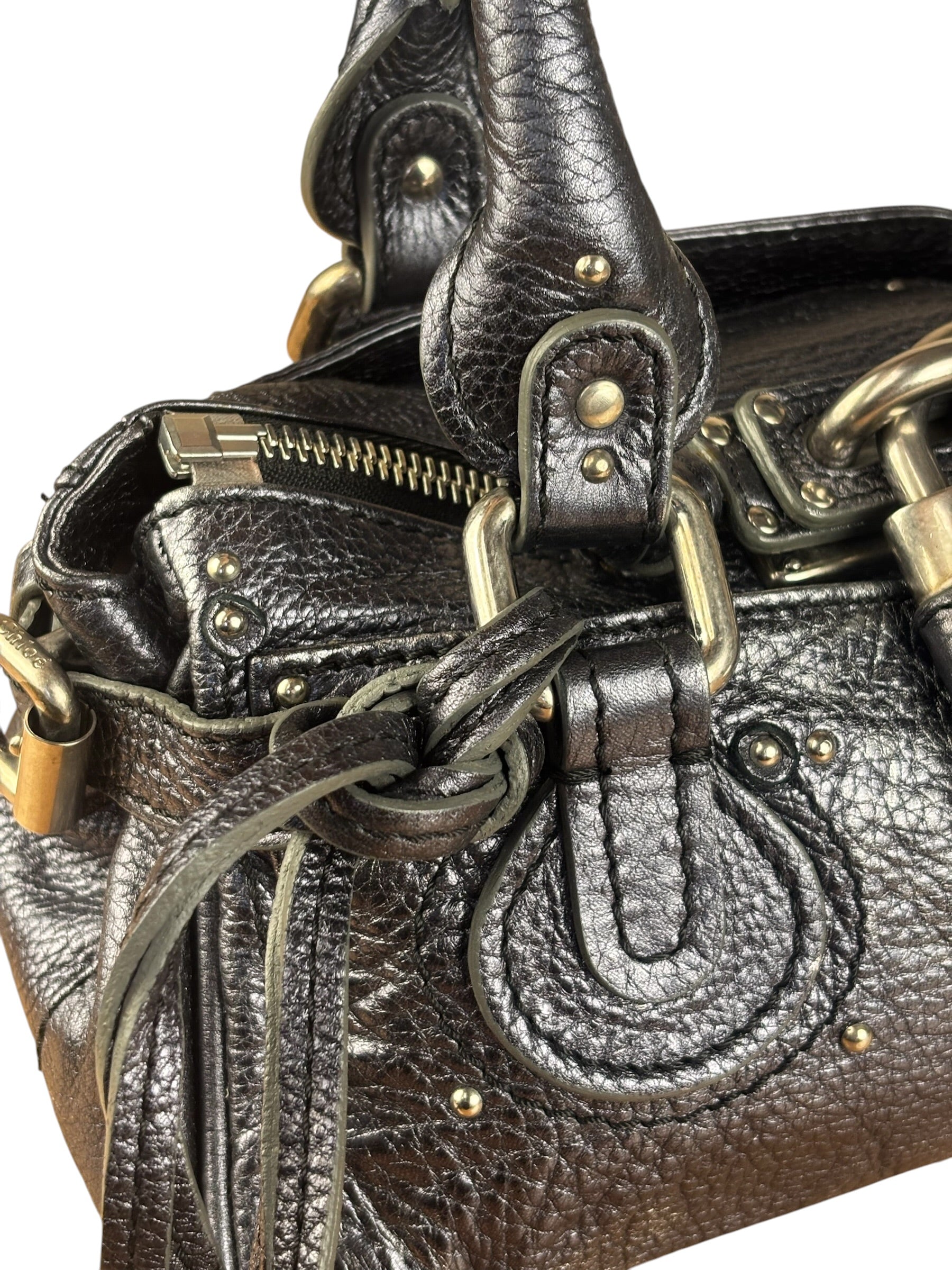 Chloé Grey Metallic Small Paddington Handbag