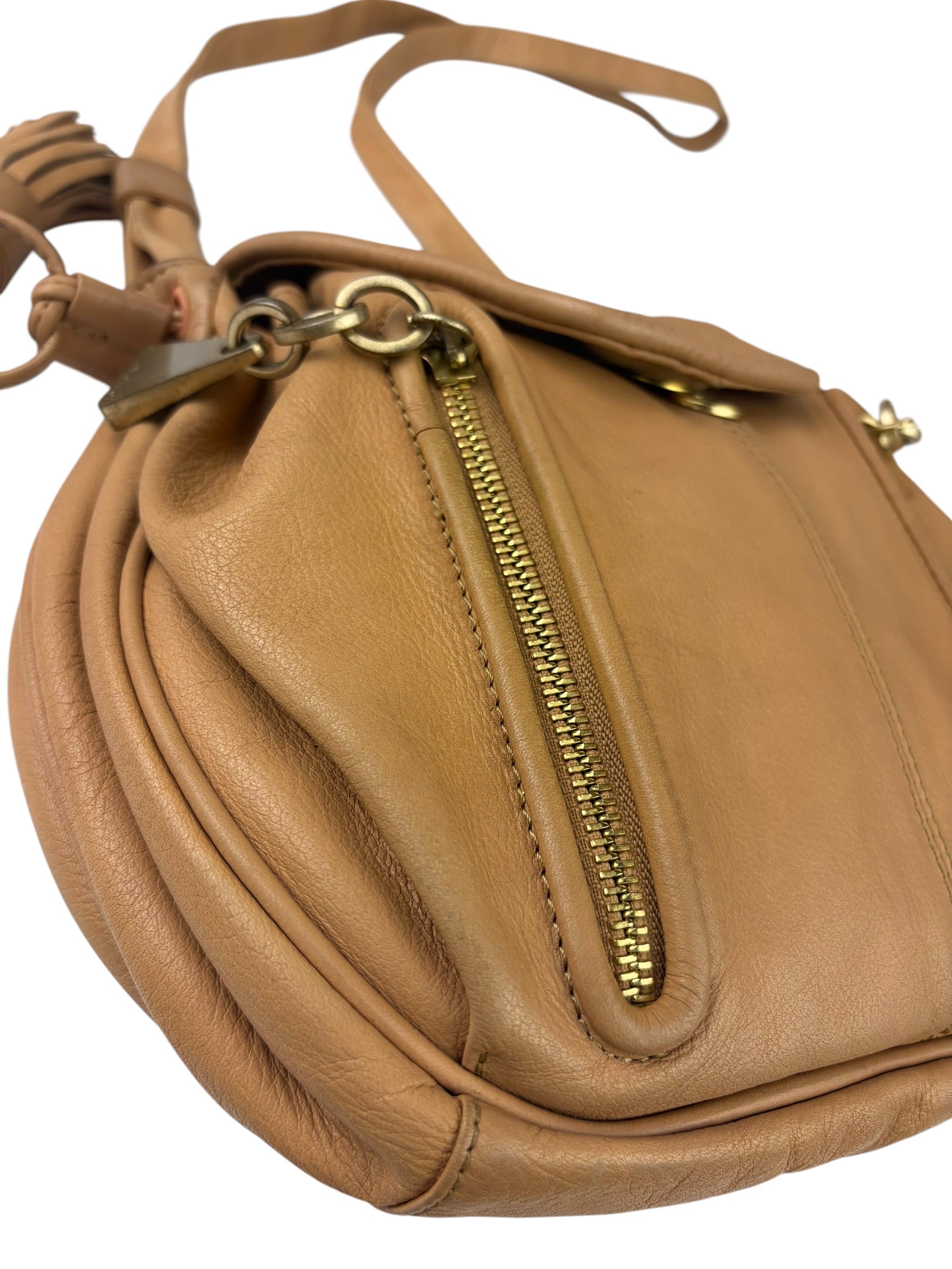 Chloe Orange Beige Calfskin See By Chloe Cherry Drawstring Saddle Crossbody Bag