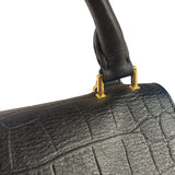 Celine Black Suede/Crocodile Embossed Leather Trapeze Two-Way Bag