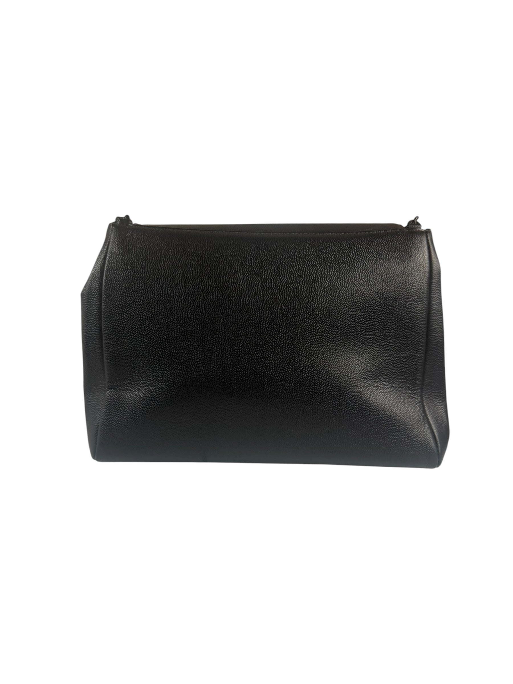 Chanel Black Pebbled Leather Curved Flap 1997
