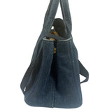 Prada Blue Denim Canapa Logo Tote Bag