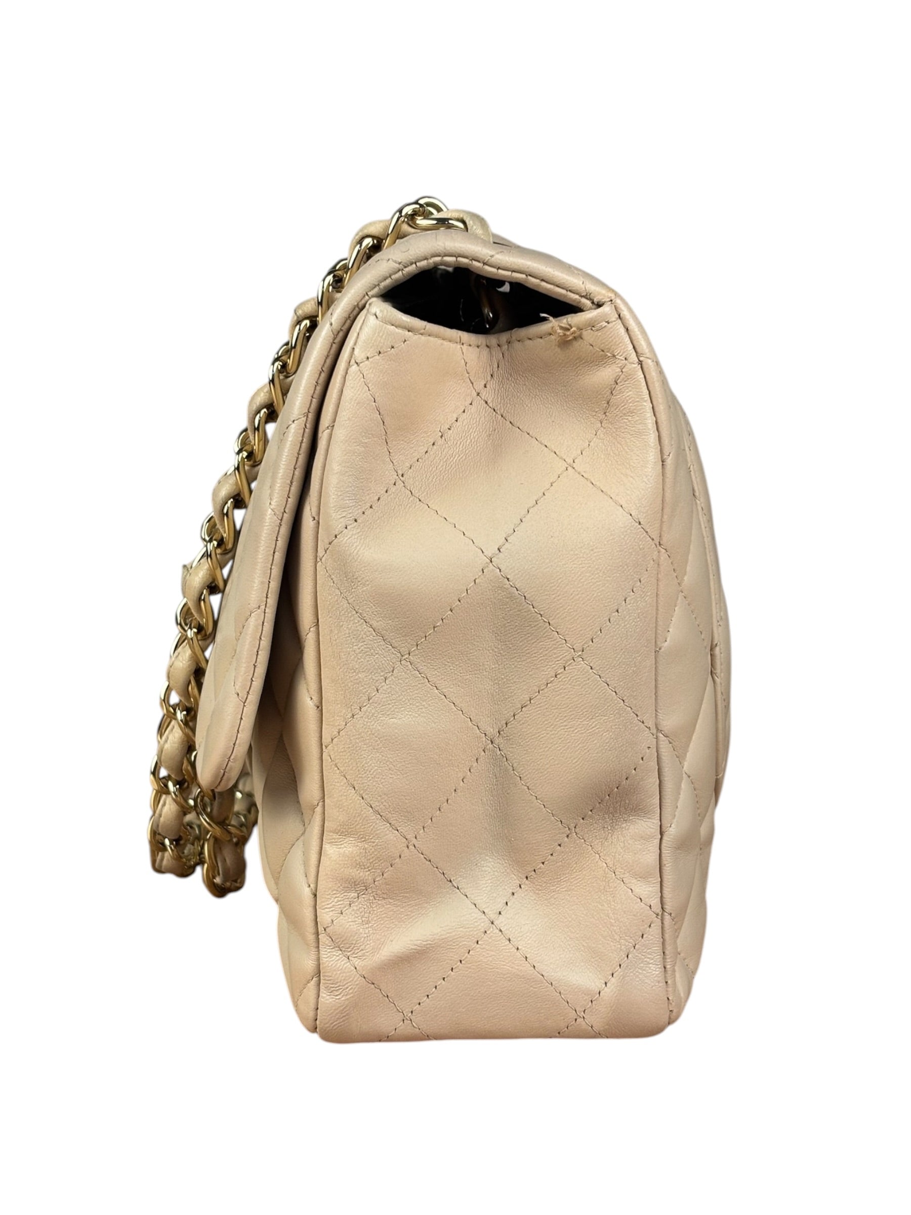 Chanel Beige Clair Jumbo Classic Flap Shoulder Bag 1990